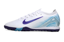 Chuteira Society Nike Air Zoom Mercurial Vapor 16 Elite TF - Branca, Azul e Roxa