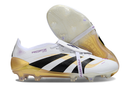 Chuteira Adidas Predator Elite Fold-Over Tongue FG - Branca, Dourada e Preta