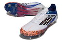 Chuteira Adidas F50 Son Elite SG - Branca, Azul e Laranja